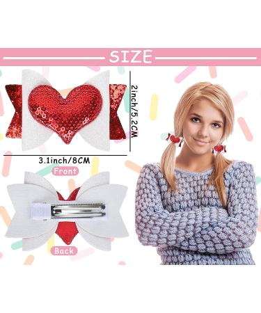 Whaline Valentine's Day Heart Hair Bow Clips - 4Pcs Glitter Red Pink Barrettes for Girls, Teens - Sparkly Hair Accessories for Party, Wedding - Buy Online on GoSupps.com