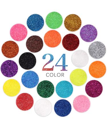 Extra Fine Glitter Powder for Craft  24 Colors Holographic Cosmetic Laser Glitter for Nail Body Eye Hair Face Lip Gloss  Iridescent Glitter Powder for Tumbler and Makeup (24 Fine)