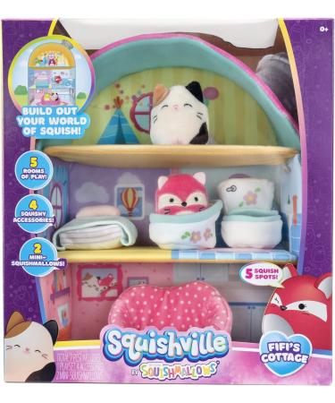 Squishville by Squishmallows SQM0049 Fifi's Cottage Townhouse with 2 Mini-Squishmallows and 4 Furniture Accessories - 3 Floors, Irresistibly Soft Plush Toys - Buy Online on GoSupps.com