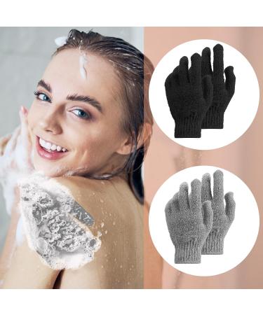 Wllhyf Peeling Gloves - 2 Pairs Double-Sided Shower & Scrub Accessories for Dead Skin Removal | Black & Gray Spa Massage Essential - Buy Online on GoSupps.com
