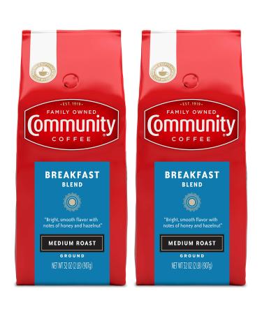 Community Coffee Breakfast Blend Ground Coffee, Medium Roast, 32 Ounce (Pack of 2) Breakfast Blend 2 Pound (Pack of 2)