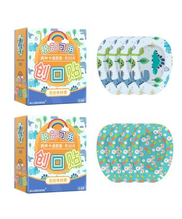 Andicage 60 pieces of children's eye flaps liability eye flap disposable cartoon breathable fleece eye pads for toddlers amblyopia and lazy eyes