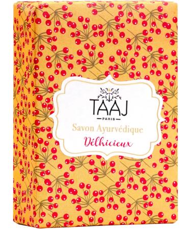 TAAJ | Delhicieux Ayurvedic Soap | Gently Cleanses the Skin | Maintains the Natural Balance of the Skin | The Skin is Soft and Supple | Made in France | Vegan | CrueltyFree | Lot of 3x100GR - Buy Online on GoSupps.com