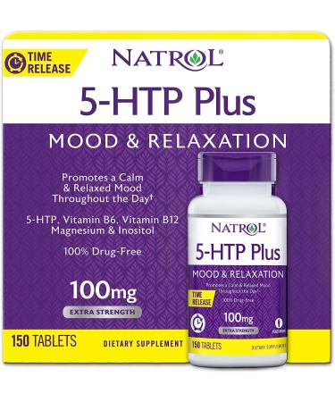Natrol 5-HTP Plus Time Release Tablets - Promotes Better Mood and Sleep - 100% Drug-Free - 100mg, 150 ct - Buy Online on GoSupps.com