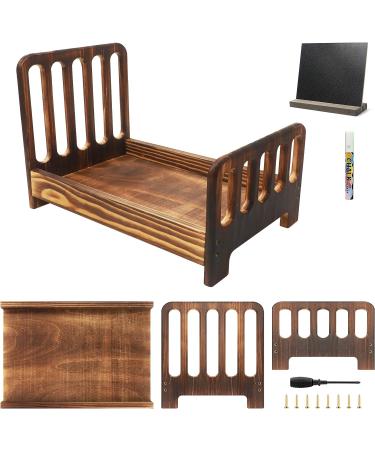 M&G House Brown Wooden Newborn Photography Prop Bed | Vintage Baby Photo Shoot Accessory - Buy Online on GoSupps.com