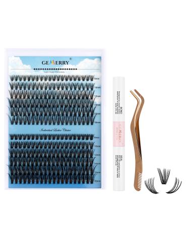 Cluster Eyelash Extensions Kit 240Pcs C Crul 8-16mm Individual Lashes with Lash Bond and Seal and Applicator DIY Individual Eyelash Kit Wide Stem Soft for Personal Use DIY GEMERRY(30D+40DC-816-Kit) KIT 30D+40D-8-16-C