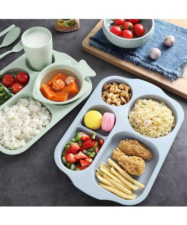 ZoauWuah 4 PCS Wheat Straw Divided Portion Plates Home Dinner Plate Feeding for Outdoor Camping Picnic BBQ Beach or Every Day Use - Buy Online on GoSupps.com