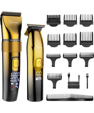 Hatteker Professional Hair Clippers and T-Blade Trimmer Kit for Men - Gold 17 Piece Set | Cordless Beard Barber Clipper, Haircut Grooming Kit, IPX7 Waterproof - Buy Online on GoSupps.com