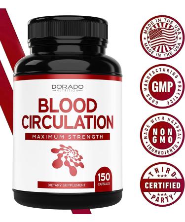 Blood Circulation Supplement - 150 Capsules - Niacin L-Arginine Ginger Cayenne Pepper - Vegan & Non GMO - USA Made - Buy Online on GoSupps.com