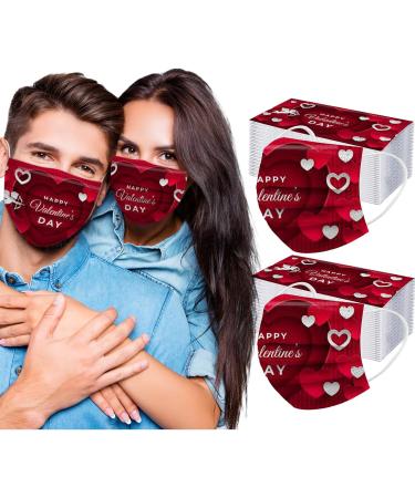 ZQP 100PCS Disposable Face_Mask Valentine's Day Face_Mask for Adult Heart Shaped Design 3Ply Breathable Anti-Dust Safety Protection with Elastic Earloop & Nose Bridge - Buy Online on GoSupps.com