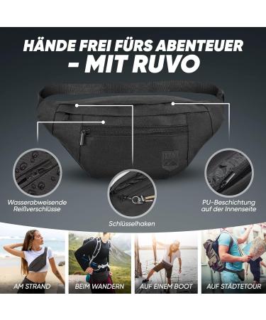 RUVO Fell-Hand Pocket - Stylish Black Belt Bag for Men & Women | Maximum Storage with 4 Zippered Compartments | Ideal for All Activities - Buy Online on GoSupps.com