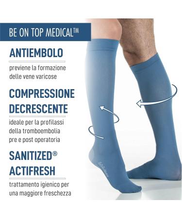Beontop Anti-Thrombosis Stockings for Men & Women - 19 mmHg Medical Knee Cups Unisex Compression Socks by Gambetti Blue XL - Buy Online on GoSupps.com