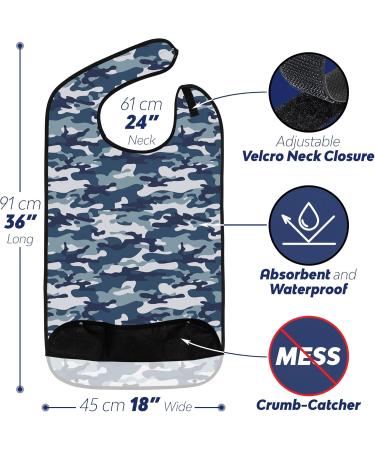 Classic BIB Designs Washable Adult Bib - Reusable Blue Camouflage - Stylish Clothing Protection for Men & Women - Buy Online on GoSupps.com