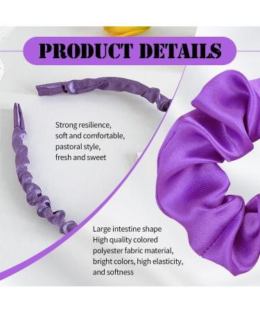 2 Girls' Hair Bands 1 Headband Elastic Hair Bands Solid Color Girls' Hair Bands Ladies Purple Accessories Hair Straps - Buy Online on GoSupps.com