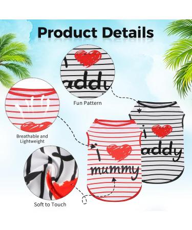 2 Pack Medium Dog Shirts - 'I Love Mom/Dad' Summer T-Shirts for Chihuahua & Puppy - Soft Breathable Short Sleeve Pet Clothing - Buy Online on GoSupps.com