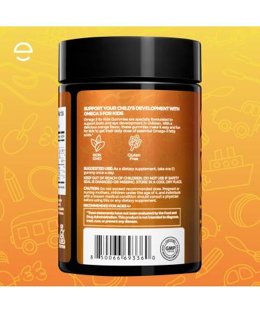 ELICORE Kids Omega 3 Gummies DHA & EPA Fish Oil Supplement for Brain, Vision & Immune Health - Non-GMO, Gluten-Free Orange Flavor Chewable Omega 3 for Kids Gummy 4+ - 60 Count - Buy Online on GoSupps.com