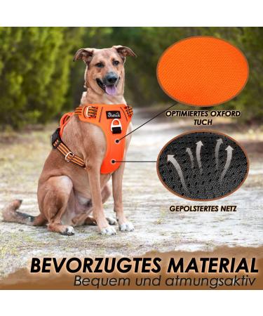 Eyin Dog Harness for Large Dogs - Adjustable Breathable Reflective Padded with Handle & Front Bracket XL (Orange) - Perfect for Daily Training - Buy Online on GoSupps.com