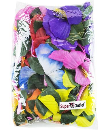Hula Girl Hibiscus Flower Hair Clips - 12 Pack, Assorted Colors, Perfect for Events & Decor - Buy Online on GoSupps.com