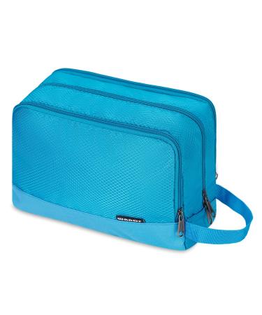 WANDF Toiletry Bag Water-Resistant Nylon Travel Wash Bag Lightweight Dopp Kit for Men and Women(A-Pure Blue)