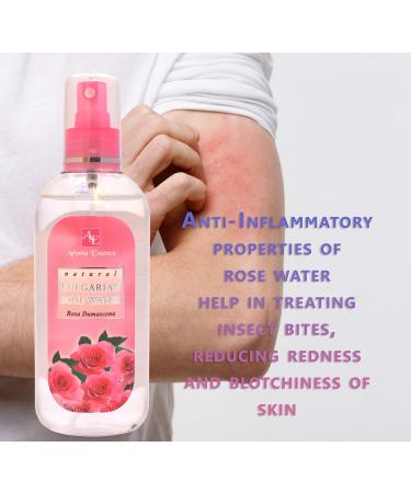 100% Natural Bulgarian Rose Water Spray 200ml Moisturising and Refreshing Face Body Hair Toner Pure Calming and Cleansing Rose Hydrolat Mist Irritated Acne Sensitive Skin Toner - Buy Online on GoSupps.com