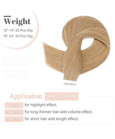 SEGO TAPE Extensions - 20 Tresses 2g/PCs Real Hair Adhesive WEFT - 100% Remy Honey Blond #27 - 30 cm - Buy Online on GoSupps.com