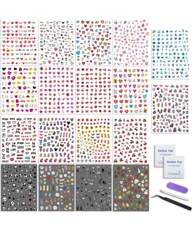 Panda Lips Sunflower Love Heart Fruit Nail Art Stickers Set - 18 Self-Adhesive Sheets for Women, Girls, and Kids | Includes Tweezers and Sticks | Nail Art Decoration - S003-s004 - Buy Online on GoSupps.com