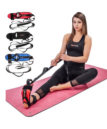Starktape Foot and Leg Stretcher. Stretching Strap Loops for Plantar Fasciitis, Heel Spurs, Foot Drop, Hamstring, Quads. Improve Strength, Stretches, Achilles Tendonitis Stretch and Calf Pain Relief Red