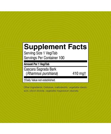 Nature's Sunshine Cascara Sagrada Capsules - Intestinal Support for Healthy Colon - 100 Vegitabs - Buy Online on GoSupps.com