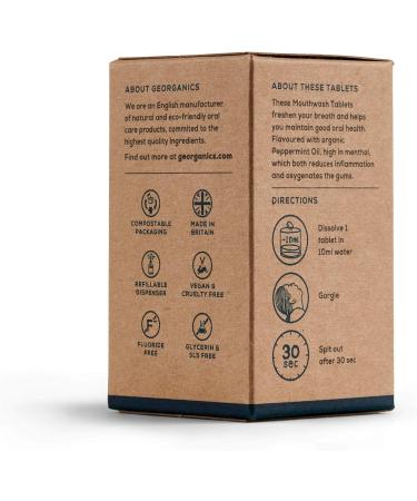 Georganics Natural Bio Mouth Flushing Tablets - Vegan Tooth Cleaning Tablets for Fresh Breath with Soda & Menthol - Fluoride SLS & Animal Testing Free - English Peppermint - 180 Tablets - Buy Online on GoSupps.com