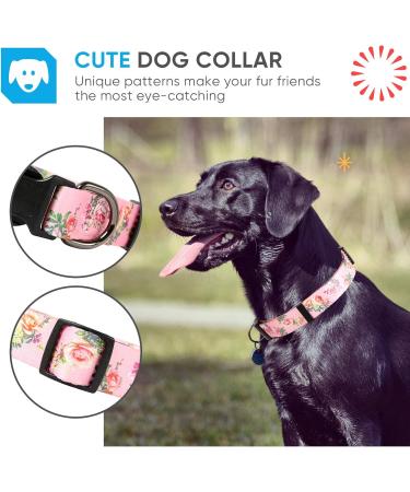 Heele Adjustable Dog Collar - Comfortable Patterned Collars for Small to Large Dogs - Pink 40.5-65cm - Durable & Stylish Pet Accessory - Buy Online on GoSupps.com