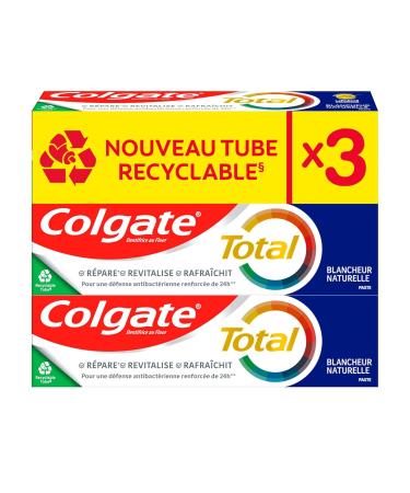 Colgate Total Natural Whitening | Whitening Toothpaste and Complete Protection | Teeth Whitener | Colgate Toothpaste Pack of 3 Tubes of 75 ml