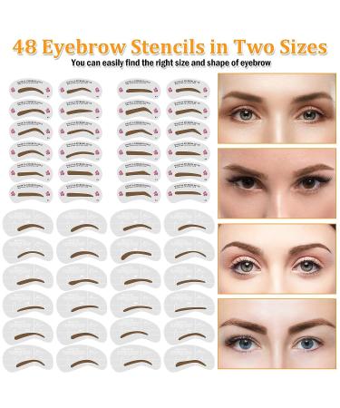 Comkrivy Eyebrow Stamp Stencil Kit - 48 PCS Waterproof Eyebrow Stencils in 2 Sizes with Pomade & Pencil - Ideal for Beginners Women - Brown - Buy Online on GoSupps.com