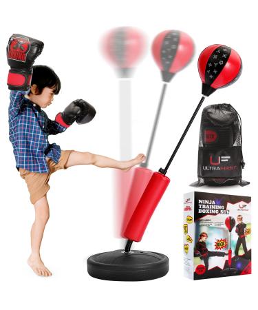 ULTRAFIRST Punching Bag for Kids - Boxing Set with Upgraded Boxing Gloves for Kids and Kicking Bag - Adjustable Kids Punching Bag Stand for 3-8 Years - Toddler Punching Bag - Boxing Bag for Kids