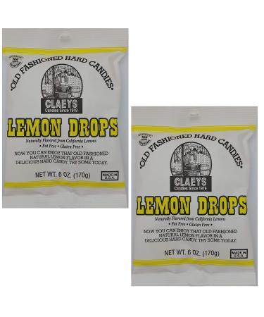 Claeys Old Fashioned Hard Candies Lemon Drops 6 oz Pack of 2 Lemon 6 Ounce (Pack of 2)