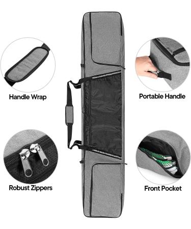 Ski Bag for Air Travel - Holds Snowboard or Pair of Skis with Zippered Pockets for Goggles, Gloves - Grey - Buy Online on GoSupps.com