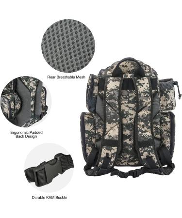 Piscifun Fishing Tackle Backpack - Large Waterproof Storage Bag with 4 Trays and Rain Cover | 4 Tackle Boxes Included (Khaki/Black/Camouflage) - Digital Camo - Buy Online on GoSupps.com