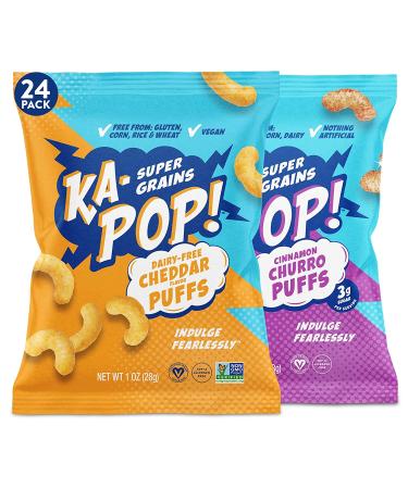 Ka-Pop! Popped Puffs - Cinnamon Churro & Vegan Cheddar | 24 Pack | Healthy Snacks - Buy Online on GoSupps.com