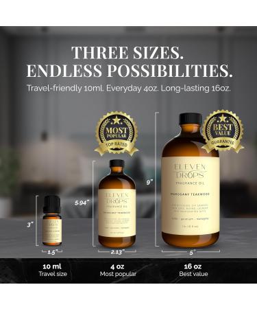 Eleven Drops Mahogany Teakwood Diffuser Oil Premium Fragrance Oil for Cold Air Diffusers Home Office DIY Candles Rich Woody Aroma Long Lasting Pet Friendly Made in USA 16 Fl.Oz Glass Bottle - Buy Online on GoSupps.com