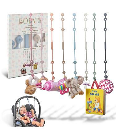 Boby s Cup Catcher Baby 2 Pack/BPA-free stroller toy chain/stretchable baby cup holder strap/pacifier chain for baby gadgets such as drinking cups or bite ring as stroller accessories ether/lihgt gray