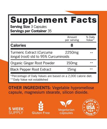 Qunol Turmeric Curcumin 2400mg with Black Pepper & Ginger - 105 Count Extra Strength Supplement for Healthy Inflammation Response - Buy Online on GoSupps.com