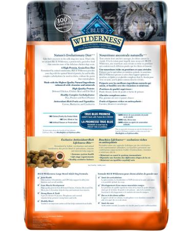 Blue Buffalo Wilderness High Protein Grain Free Natural Adult Large Breed Dry Dog Food Chicken 10.8kg bag - 24 lb kibble Large Breed Chicken High Protein Grain Free - Buy Online on GoSupps.com