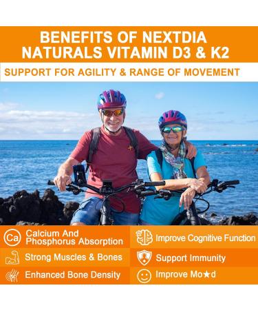 Nextdia Vitamin D3 20 000 IU + Vitamin K2 MK7 200mcg - 120 Count (Pack of 1) - Buy Online on GoSupps.com
