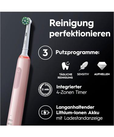 Buy Oral-B Pro 3 3000 Cross Action Electric Toothbrush - Battery Operated Pink | International Shipping Available - Buy Online on GoSupps.com