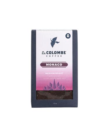 La Colombe Monaco Caf moulu moulu torr faction moyenne Notes de chocolat au lait craquelin Graham cerise noire 340 ml (lot de 1) Monaco 12 g (Lot de 1)