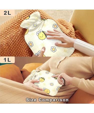 Naanle Sweet Bee & Flower Hot Water Bottle 1L - Transparent Cover for Pain Relief & Warmth | Ideal for Bed Hands & Feet - Buy Online on GoSupps.com