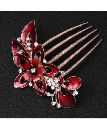 Crystal Bridal Wedding Hair Comb - Red Rhinestone Hair Accessory for Women | Elegant Bridal Hair Clip - Buy Online on GoSupps.com