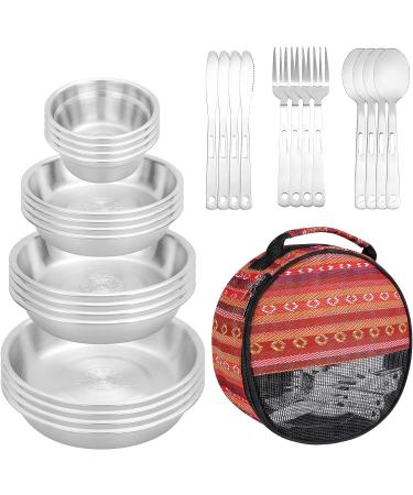 28pcs Camping Dinnerware Set - Camping Mess Kits for Outdoor Cooking and Dining | Lightweight Camping Cookware and Utensils Set - Buy Online on GoSupps.com