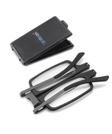 Szeoeom Ultra thin foldable reading glasses ultra -light blue light foldable reading devices to men woman compact travel portable rectangleet dui black 3 dioptries