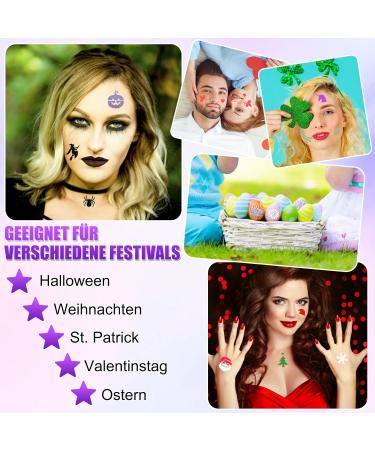  Meetory Meetory 10 Pcs Glitter Makeup Pencils Waterproof Skin-Friendly Temporary Makeup Pencils for Humans Adults Halloween Party Birthday with 6 Stencils and 4 Gems - Buy Online on GoSupps.com