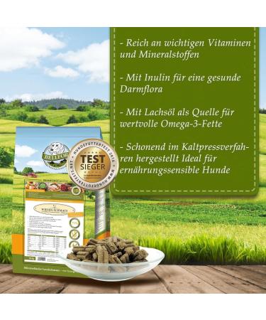 Bellfor Wiesen-Schmaus Cold-Pressed Dry Food for Dogs Grain-Free with Fresh Chicken 71% Rich in Omega-3 Vitamins and Prebiotics 10 kg - Buy Online on GoSupps.com